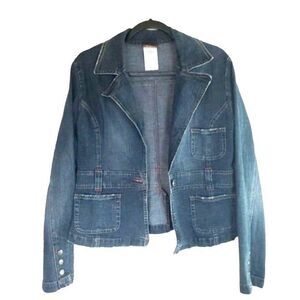 Lee Jeans Womens Jacket Blue L Medium Rinse Denim Jean Blazer Vintage